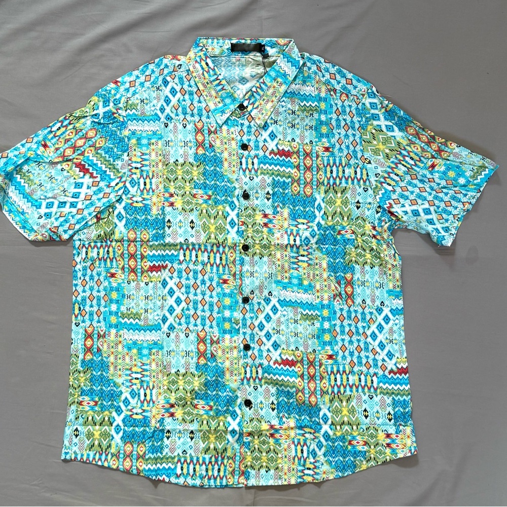 Vibrant Blue Patterned Casual Shirt‎
